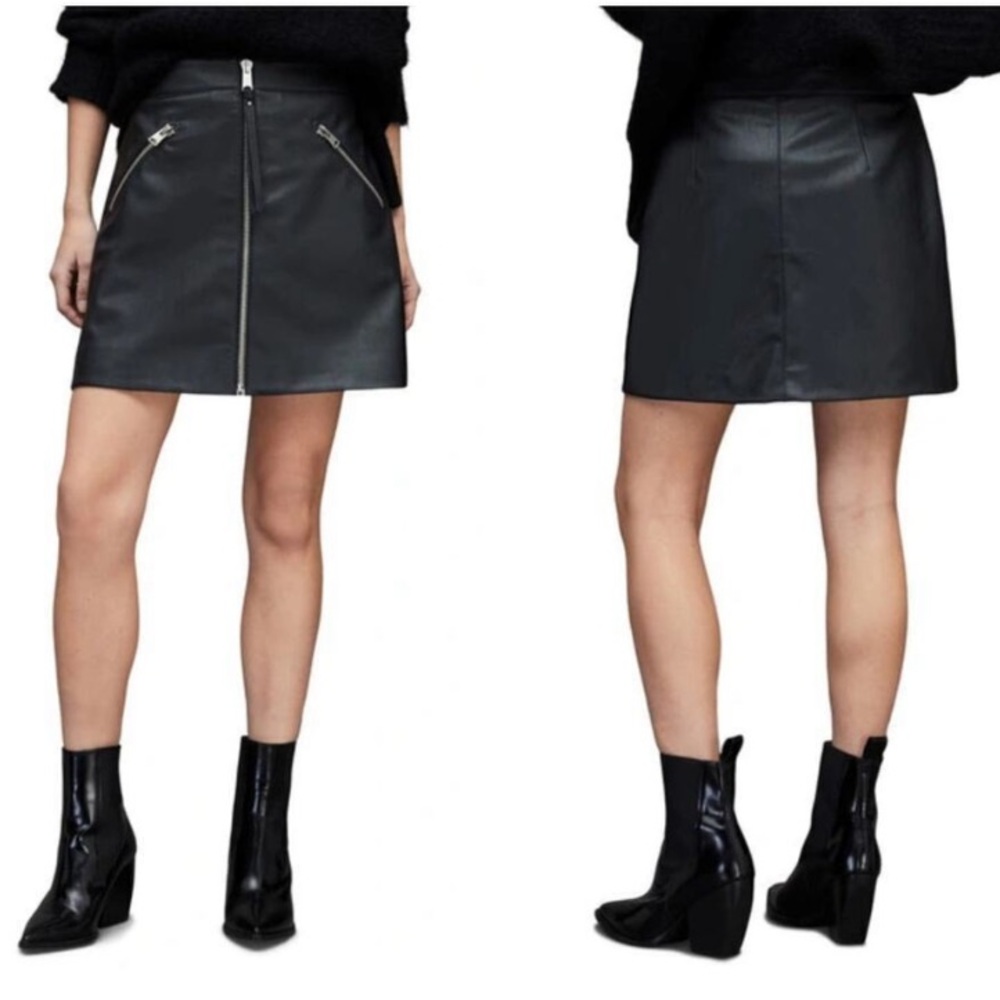 Allsaints black piper faux skirt size 4 - Picture 12 of 12